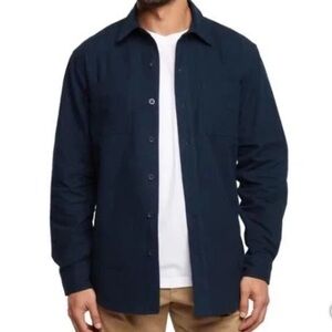 Woolrich Mens Shirt Blue Chamois Cotton Long Sleeves Chest Pockets Button Up  L